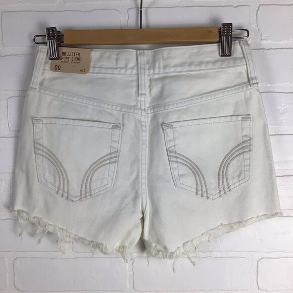 HOLLISTER lace mini jorts jeans shorts distressed white denim size 0 ripped - Picture 2 of 9